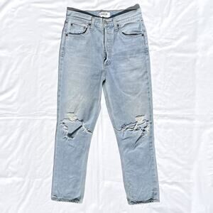 Agolde Riley Crop Distressed Jeans Womens 25 High Rise Button Fly